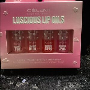 Célavi Luscious Lip Oil Set - Vanilla, Peach, Cherry, Strawberry
